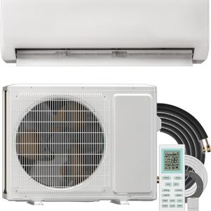 Mini Split AC/Heating System, Energy Efficient Inverter AC Unit with 1 Ton Heat Pump, 12000BTU & 18000 BTU Air Conditioner